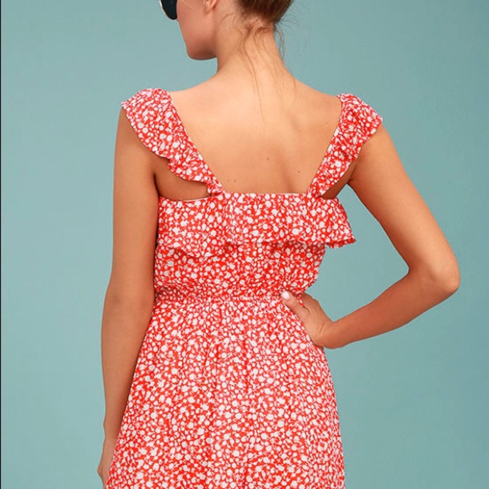 MOON RIVER DOTTIE RED FLORAL PRINT DRESS - Picture 3 of 4